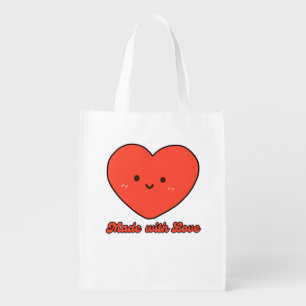 Made With Love – Simple Handmade Quote Design Grocery Bag