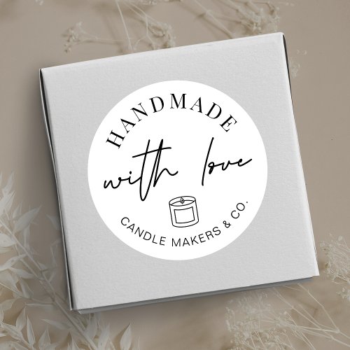 Made With Love Simple Minimalist Candle Packaging Classic Round Sticker