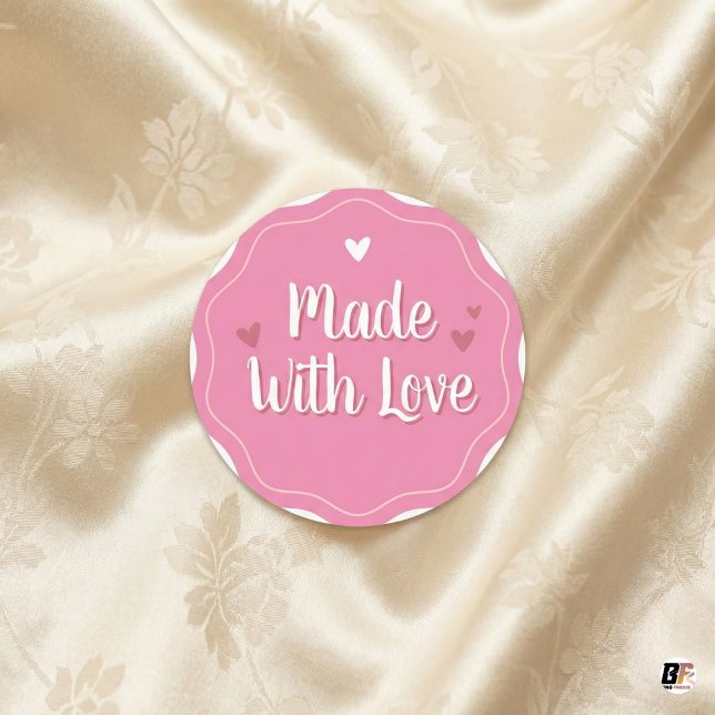 Made with Love | Simple Minimalist Custom Perfect Classic Round Sticker (Creator Uploaded)