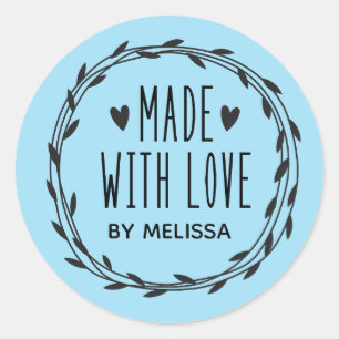 Made With Love Simple Wreath Classic Round Sticker