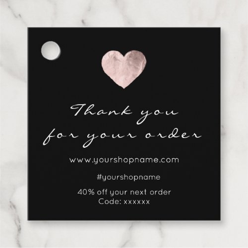 Made With Love Simply Heart Copper Rose Black Favor Tags