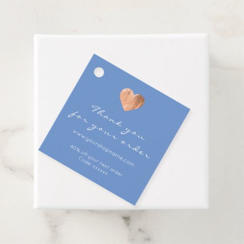 Made With Love Simply Heart Copper Rose Blue Paste Favor Tags