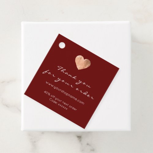 Made With Love Simply Heart Copper Rose Burgundy Favor Tags