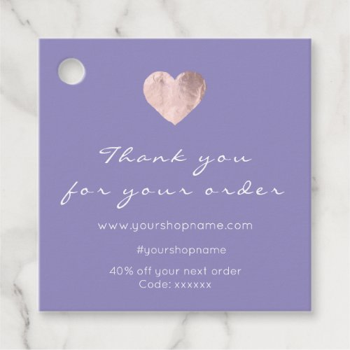 Made With Love Simply Heart Rose Purple Violet Favor Tags