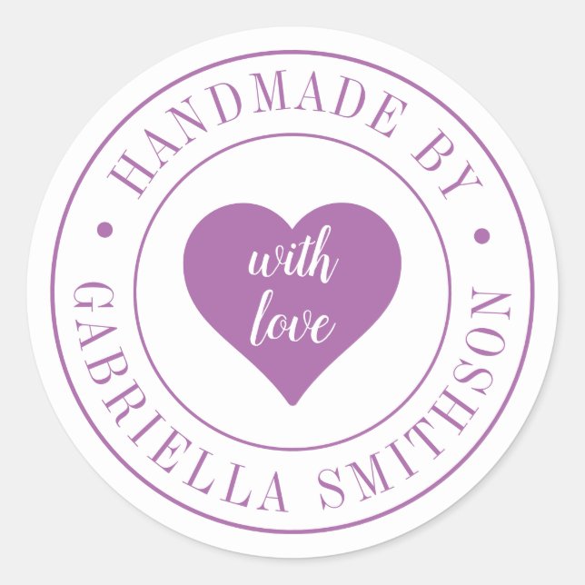 Made with Love Small Business Handmade Product Classic Round Sticker (Front)