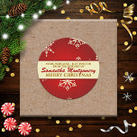 Made with Love Snowflake (red) Classic Round Sticker<br><div class="desc">Festive and fun Christmas stickers for all your homemade goodies</div>