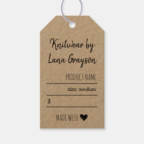 Made with Love Social Media Price Gift Tags