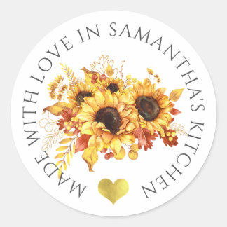 Made With Love Sunflower Classic Round Sticker