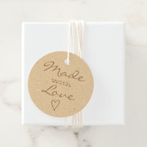 Made with Love Tag Heart Beige Rustic Kraft Paper 