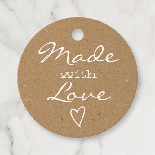 Made with Love Tag Heart Brown Rustic Kraft Paper 