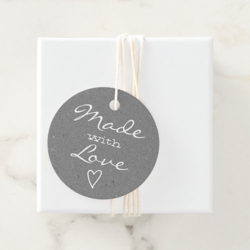 Made with Love Tag Heart Gray Rustic Kraft Paper 