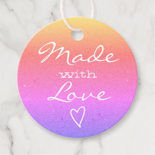 Made with Love Tag Heart Pink Ombre Rainbow Color 