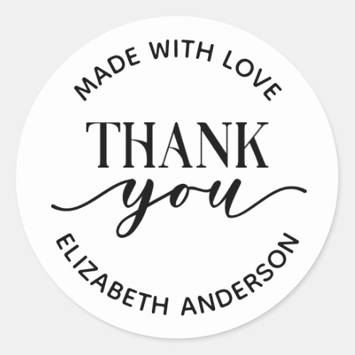 Made With Love Thank you Business Classic Round Sticker
