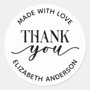 Made With Love Thank you Business Classic Round Sticker