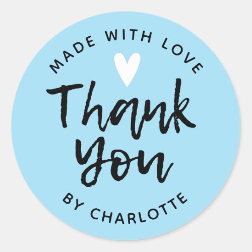 Made with love Thank You Classic Round Sticker