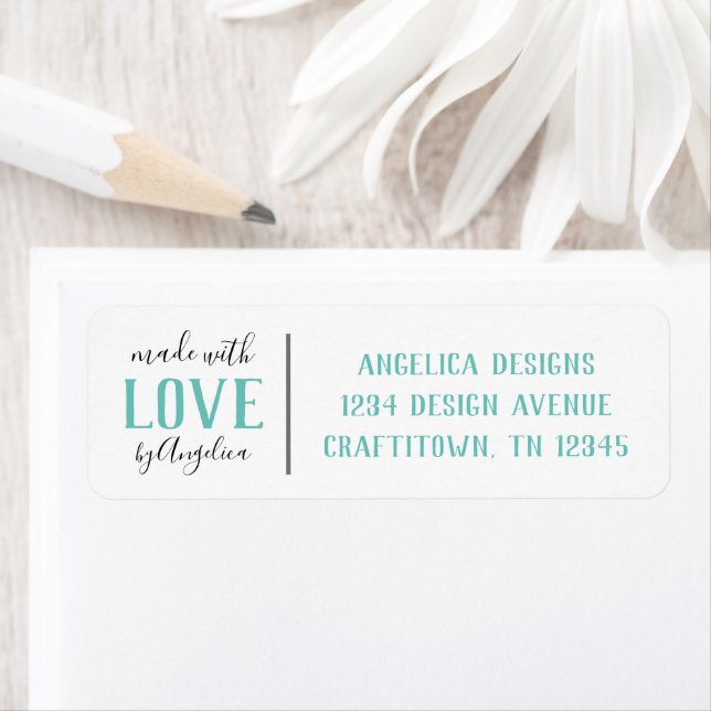 Made with Love Turquoise Handmade Business Label (Insitu)