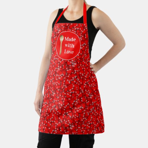 Made With Love Valentines Day Heart Print Apron