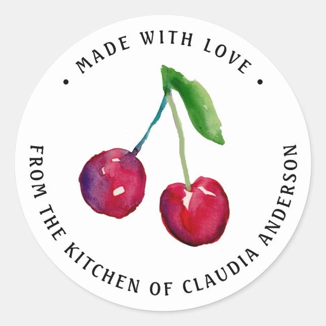 Made With Love Vintage Cherry Packaging Sticker (Front)