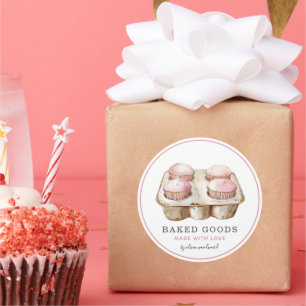 Made With Love Watercolor Baked Goods Classic Round Sticker