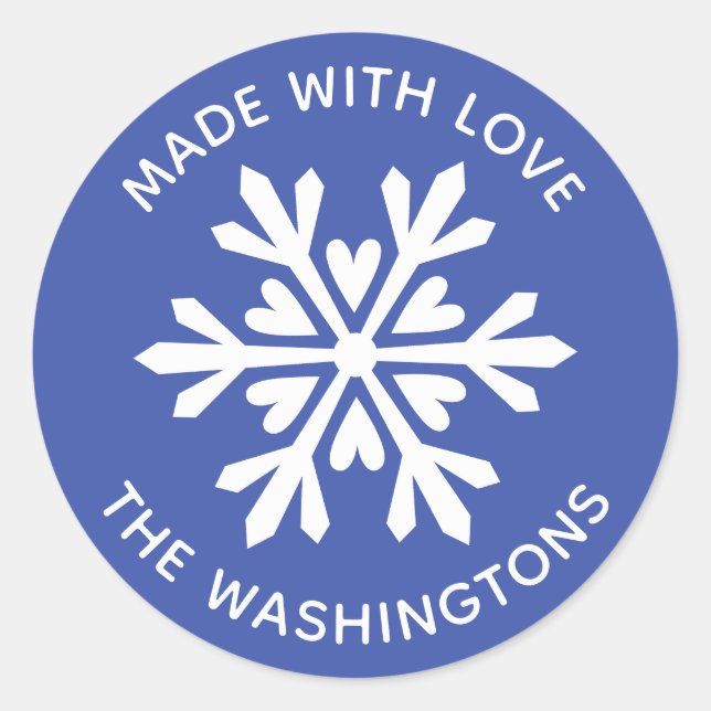 Made with Love White Christmas Snowflake Sticker (Front)