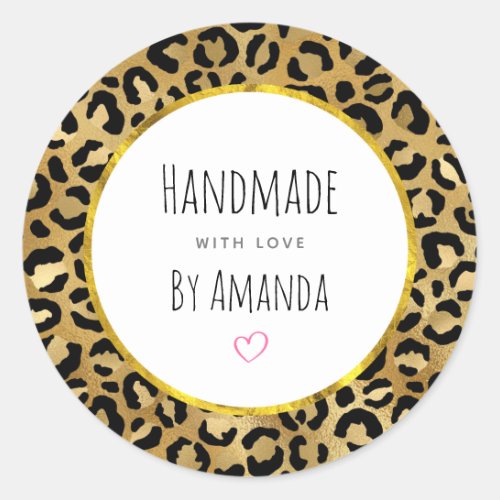 Made with Love Wild  Exotic Leopard Print Pattern Classic Round Sticker