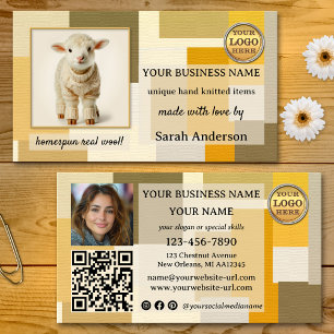 Made with Love Wool Knitting Crafts Business Card