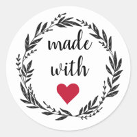 Made with love Wreath Classic Round Sticker