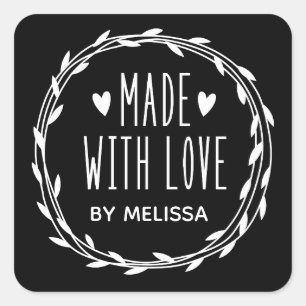 Made With Love Wreath Square Sticker