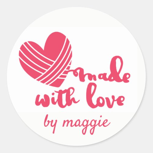 made with love yarn crochet knit handmade gift classic round sticker