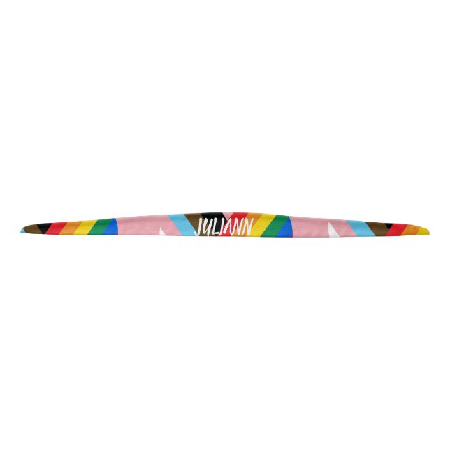 Made With Pride Rainbow Heart Custom Modern  Tie Headband (Front)