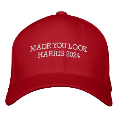 Made You Look Anti-Trump | Harris 2024 Red Embroidered Baseball Cap