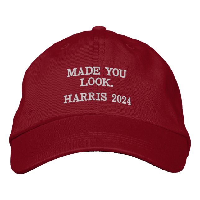 Made you look harris 2024 embroidered baseball cap (Front)