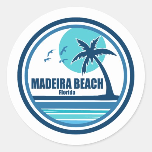 Madeira Beach Florida Palm Tree Birds Classic Round Sticker