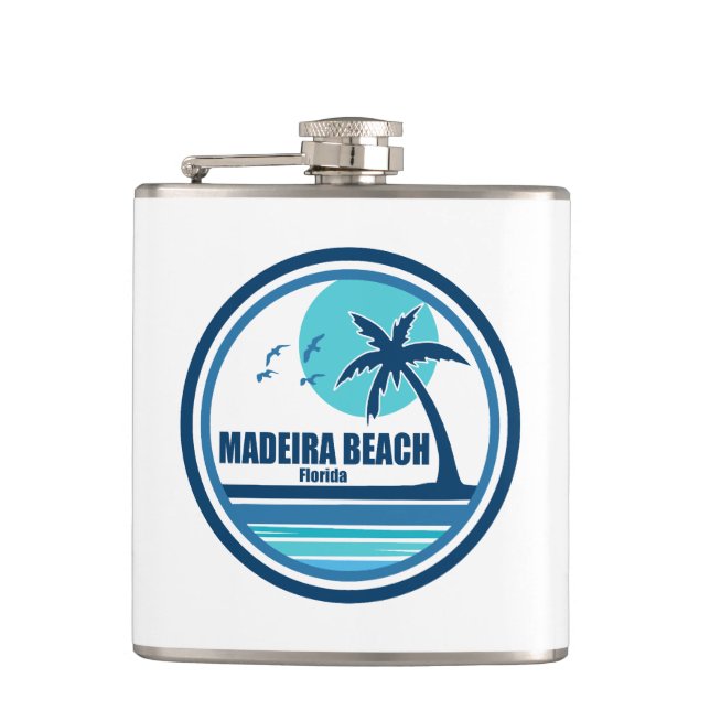 Madeira Beach Florida Palm Tree Birds Flask (Front)
