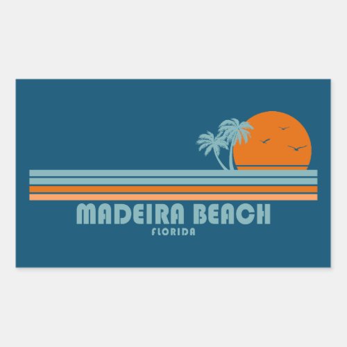 Madeira Beach Florida Sun Palm Trees Rectangular Sticker