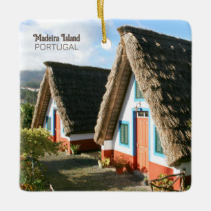 Madeira Island photo with Typical Houses, Portugal Ceramic Ornament