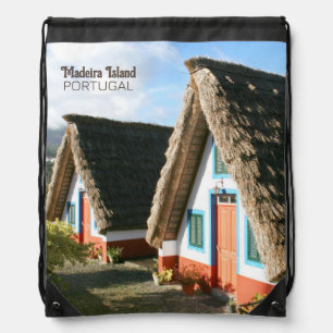 Madeira Island photo with Typical Houses, Portugal Drawstring Bag