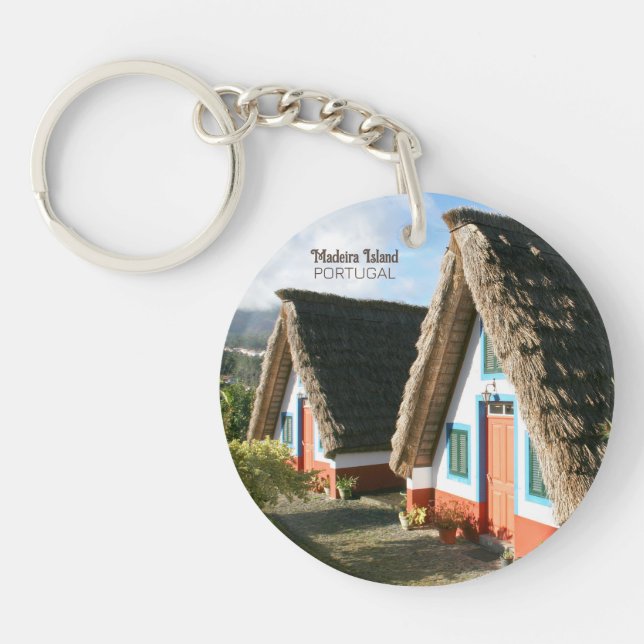 Madeira Island photo with Typical Houses, Portugal Keychain (Front)
