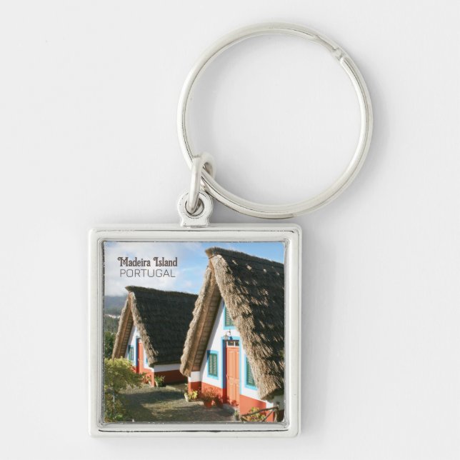 Madeira Island photo with Typical Houses, Portugal Keychain (Front)