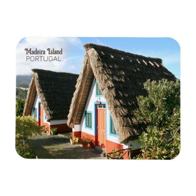 Madeira Island photo with Typical Houses, Portugal Magnet (Horizontal)