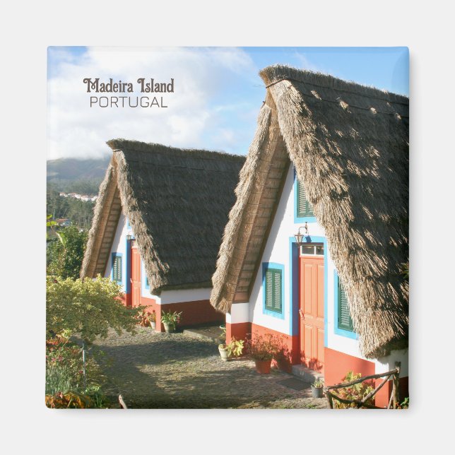 Madeira Island photo with Typical Houses, Portugal Magnet (Front)