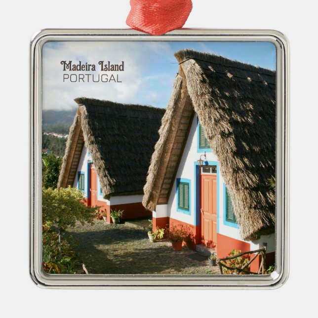 Madeira Island photo with Typical Houses, Portugal Metal Ornament (Front)