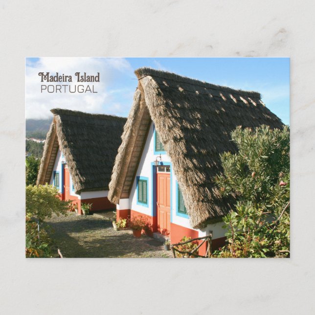 Madeira Island photo with Typical Houses, Portugal Postcard (Front)