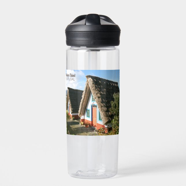 Madeira Island photo with Typical Houses, Portugal Water Bottle (Front)