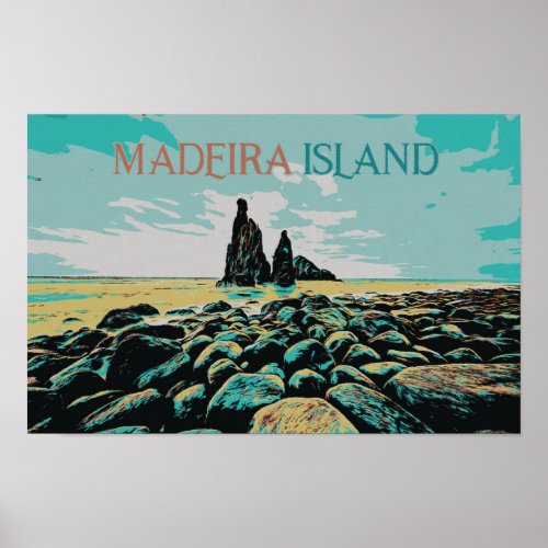 Madeira Island ribeira da Janela beach Portugal Poster