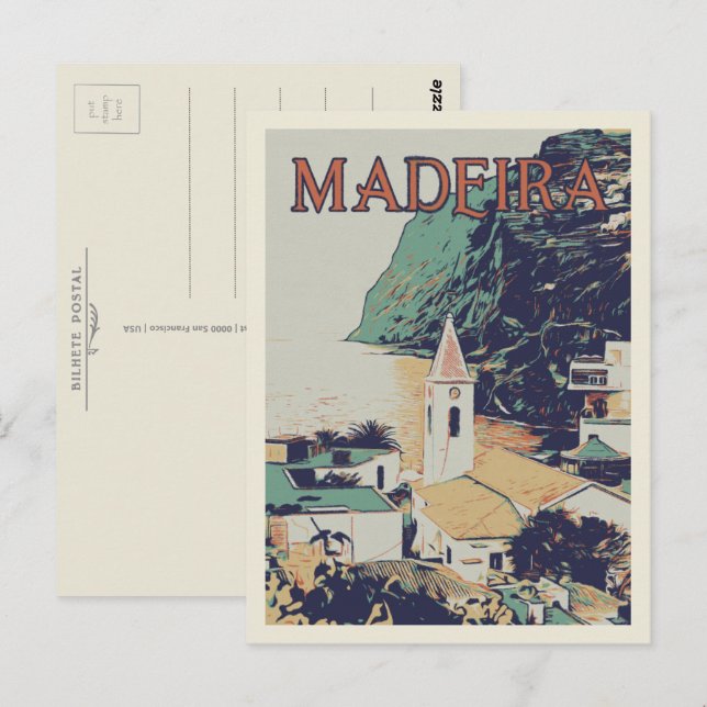 Madeira landscape illustration Portugal Postcard (Front/Back)