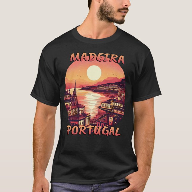 Madeira Portugal City Sunset Circular T-Shirt (Front)