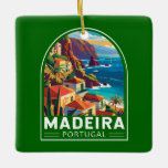 Madeira Portugal Travel Art Vintage Ceramic Ornament<br><div class="desc">Madeira retro vector travel design. Madeira,  an autonomous region of Portugal,  is an archipelago comprising 4 islands off the northwest coast of Africa. It is known for its namesake wine and warm,  subtropical climate.</div>