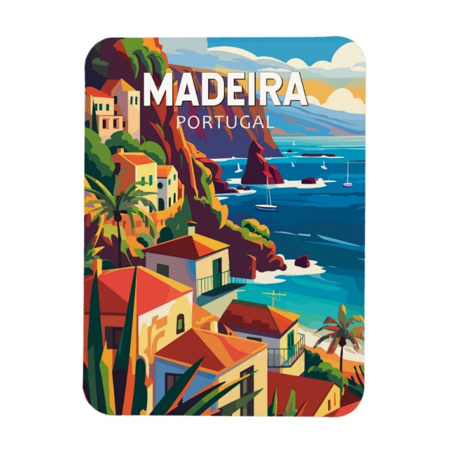 Madeira Portugal Travel Art Vintage Magnet (Vertical)