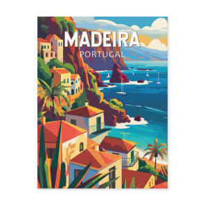 Madeira Portugal Travel Art Vintage Postcard